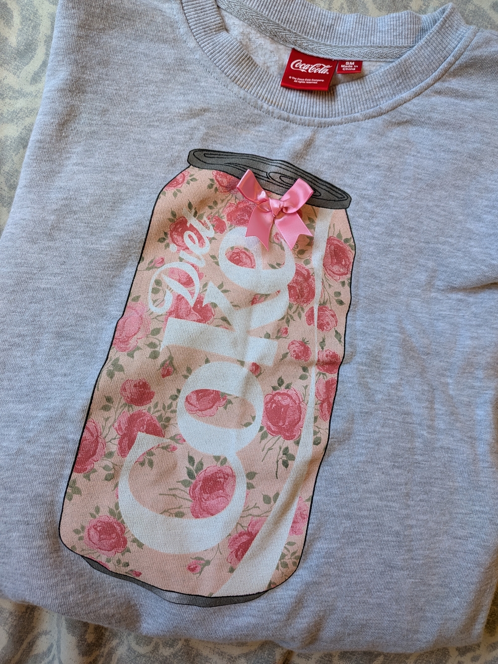 Coca-Cola Pink Floral Can Tee with Bow Accent